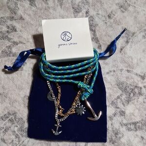 Gemma Simone Blue and Gold Anchor Bracelet Set